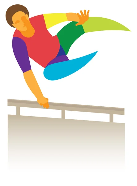 Acrobate professionnel saute par-dessus un obstacle — Image vectorielle