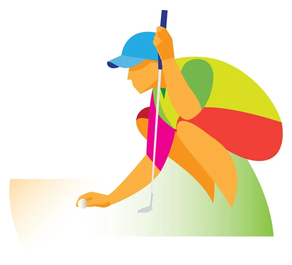 Jeune golfeur assis sur le terrain — Image vectorielle