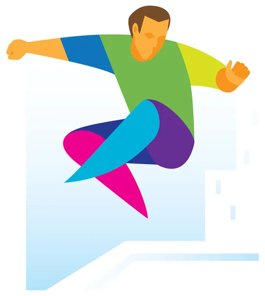 Free runner. Acrobatic jump — Stock Vector