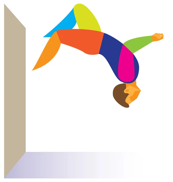 Parqour. a fiatal ember egy képzett acrobat — Stock Vector