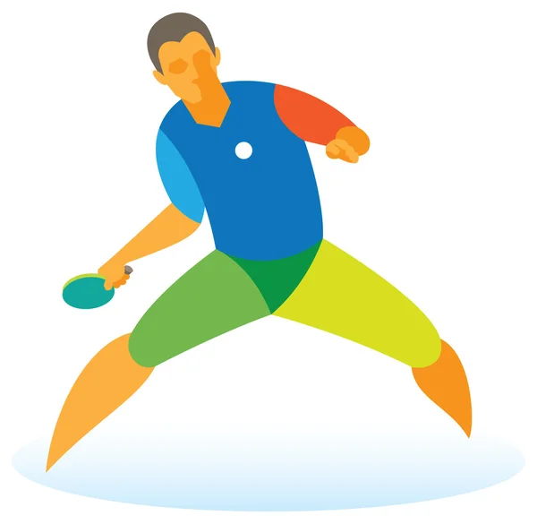 Jugador profesional de tenis de mesa golpea la pelota — Vector de stock