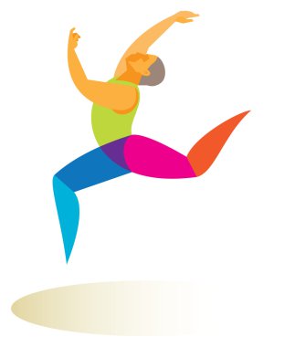 Genç dansçı ve dans pistinde atlama