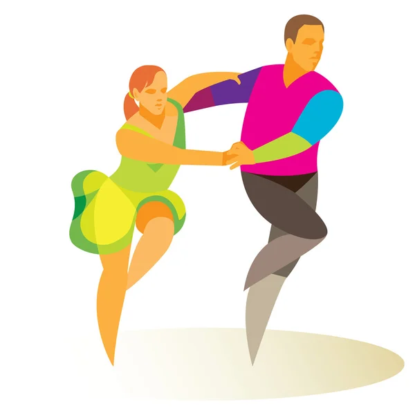 Jovem casal dança jive — Vetor de Stock