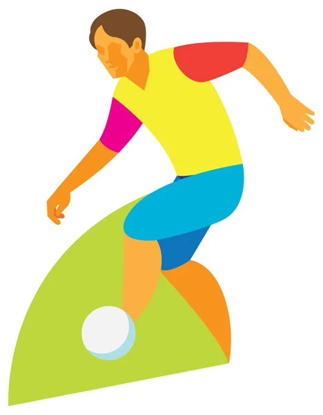 Young football player is dribbler — Stock Vector