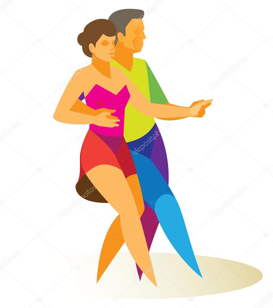 Young man and woman dancing jive