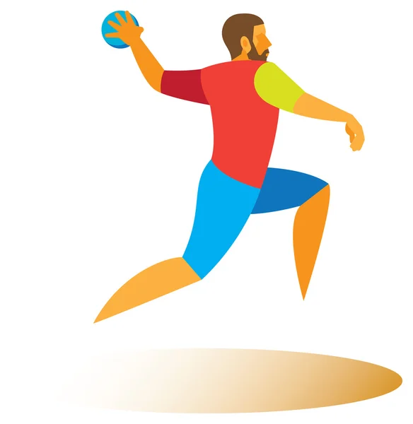 Joueur de handball met la balle — Image vectorielle