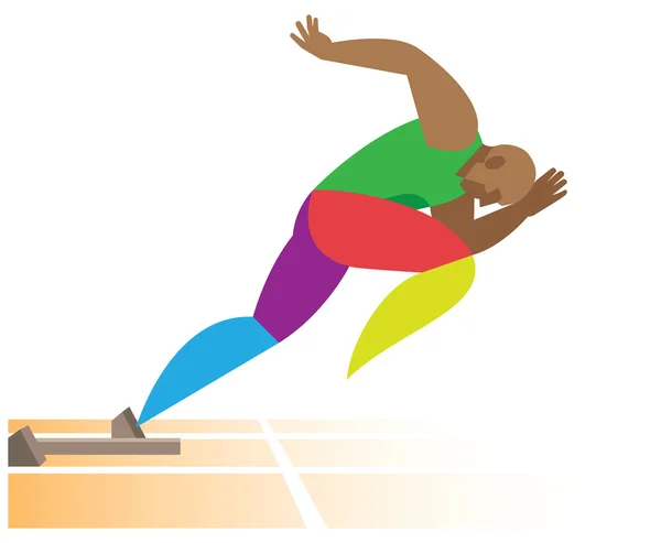 African-American sprinter at the start — Stock Vector