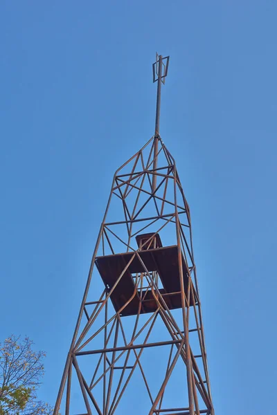 The top of a metal tower triangulation. — Stock Photo, Image