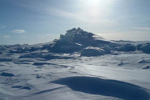 Op het ijs van de Noordelijke IJszee. Stockfoto