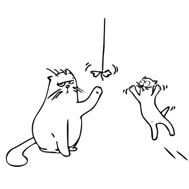 kedi sarmalayıcılar bir iplik ve yavru kedi oyun oynamak gibi değil