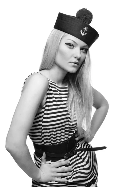 Portrait à la mode d'un modèle fille avec aérographe à la main . — Photo