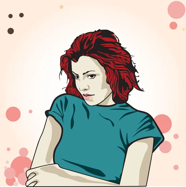 Illustration vectorielle d'une femme triste. espace de copie — Image vectorielle