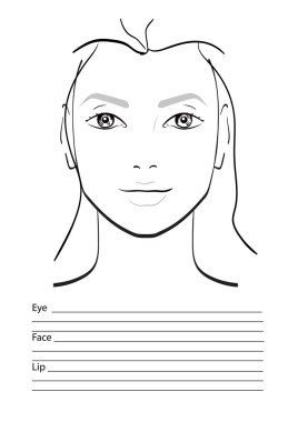 Face chart Makeup Artist Blank. Template. Vector illustration. clipart