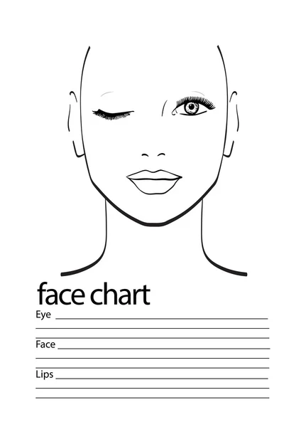 Carta facial Maquillaje Artista en blanco. Plantilla. Ilustración vectorial . — Archivo Imágenes Vectoriales