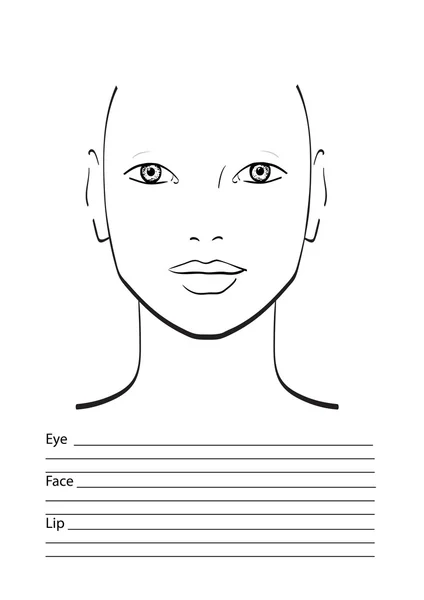 Face chart Makeup Artist Blank. Template. Vector illustration. — Stock Vector