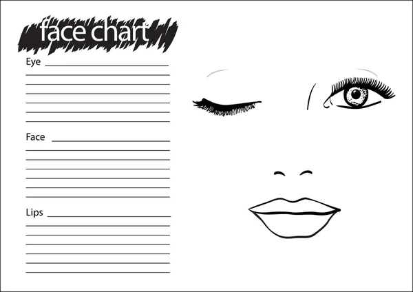 Face chart Makeup Artist Blank. Un modèle. Illustration vectorielle . — Image vectorielle