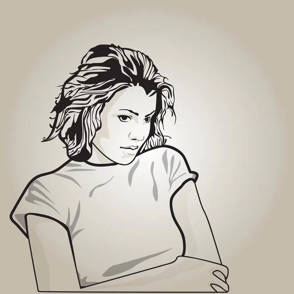 Illustration vectorielle d'une femme triste — Image vectorielle