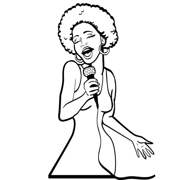 Ilustración vectorial de una mujer cantando. fiesta de karaoke — Vector de stock