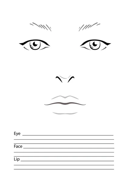 Face chart maquilleur vierge . — Image vectorielle