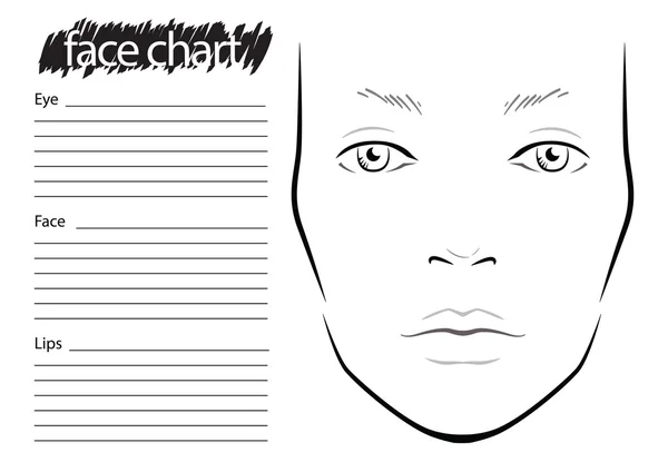 Face chart Makeup Artist Blank. — Stock Vector
