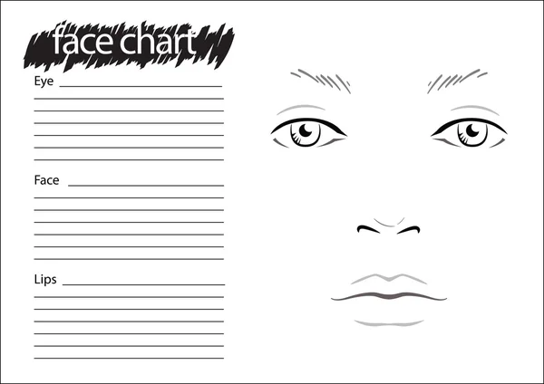 Face chart Makeup Artist Blank. — Stock Vector