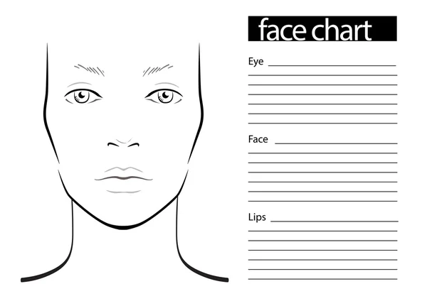 Face chart Makeup Artist tom. — Stock vektor