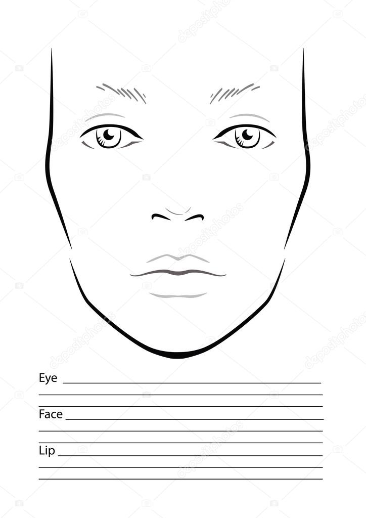 Face Chart Makeup Artist Blank Stock