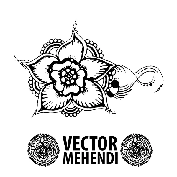 Vektorové sada: ilustrace mehendi, henna tetování — Stockový vektor