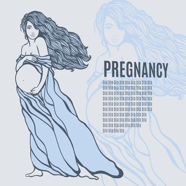 Ilustración vectorial de la silueta de la mujer embarazada — Vector de stock