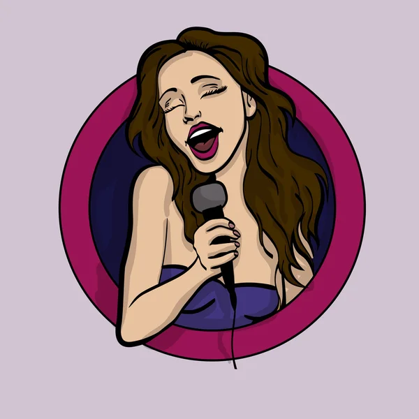 Ilustração vetorial de uma mulher cantando —  Vetores de Stock