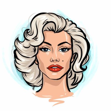 Kaliningrad, Rusya 8 Ekim 2020, beyaz arka planda Marilyn Monroe 'nun portresi, çizim çizimi, süper star Amerikan aktrisinin portresi.