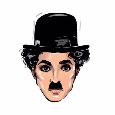 Kaliningrad, Rusya 8 Ekim 2020, Charlie Chaplin Karikatür Çizimi