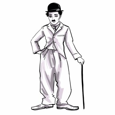 Kaliningrad, Rusya 8 Ekim 2020, Charlie Chaplin Karikatür Çizimi