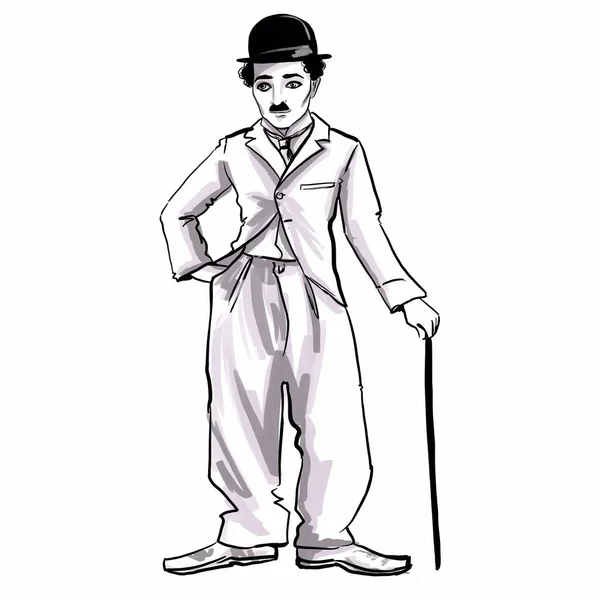 Kaliningrado Rússia Outubro 2020 Charlie Chaplin Caricature Illustration — Fotografia de Stock