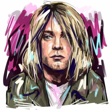 Kaliningrad, Russia 8 October 2020, Kurt Donald Cobain (February 20, 1967  April 5, 1994) was an American singer, songwriter, and musician. Vocalist of the rock band Nirvana. clipart