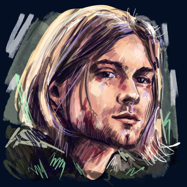 柯尔特 唐纳德 Kurt Donald Cobain 1967年2月20日 1994年4月5日 是一位美国歌手 作曲家和音乐家 摇滚乐团Nirvana的歌手 — 图库照片