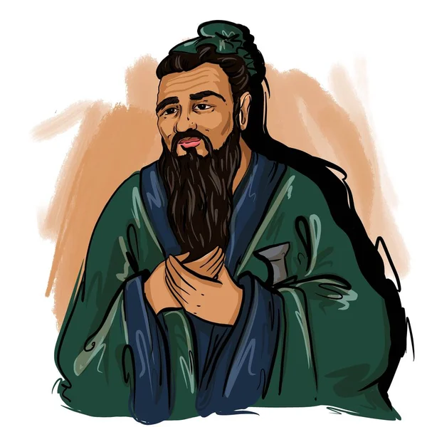 Kaliningrad Russie Juin 2021 Confucius Croquis Illustration Portrait — Photo