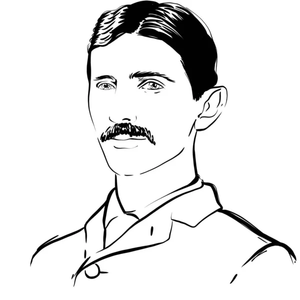 Kaliningrad Rosja Czerwca 2021 Roku Potrait Nikola Tesla Prosta Ilustracja — Zdjęcie stockowe