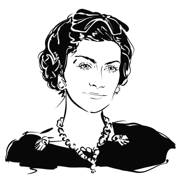 Kaliningrad Russia October 2020 Gabrielle Chanel Coco Sketch Portrait Illustration — Stock Photo, Image