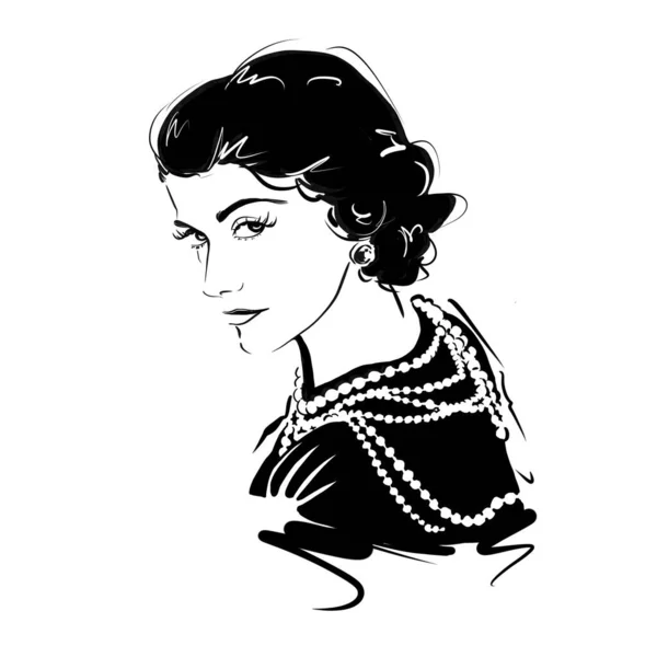 러시아 칼리닌 그라드 2020 Gabrielle Chanel Coco Sketch Portrait Illustration — 스톡 사진