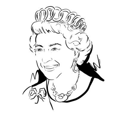 Kaliningrad  RUSSIA - June 7 2021 Queen Elizabeth II. Sketch  Portrait Drawing Illustration clipart