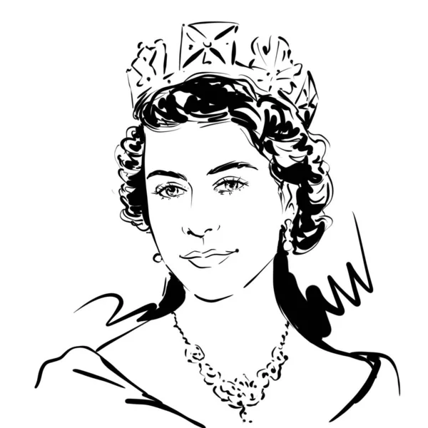 Kaliningrad Russia June 2021 Queen Elizabeth Sketch Portrait Drawing Illustration — Stock Photo, Image