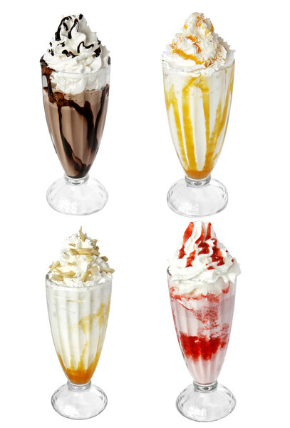 Milk cocktail ice cream isolated on white background