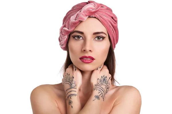 Beautiful woman in a turban — Stock Photo, Image