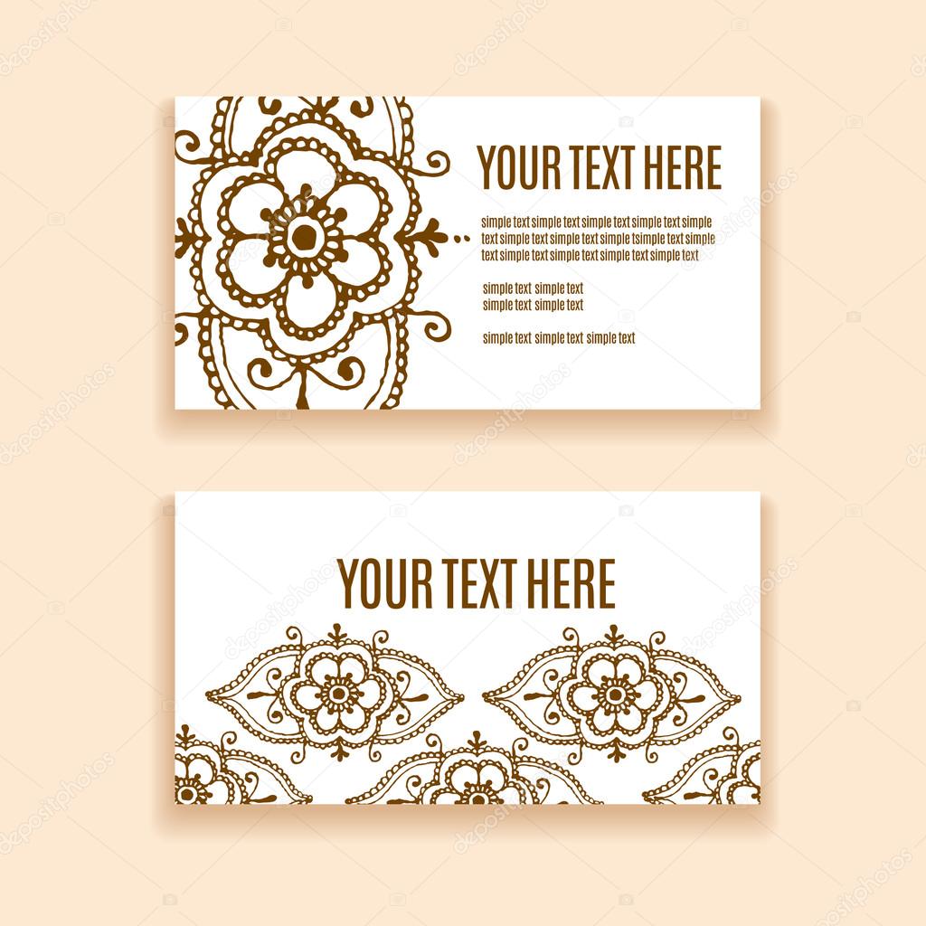Vector floral illustration with indian ornament. Lace pattern for invitation or greeting card