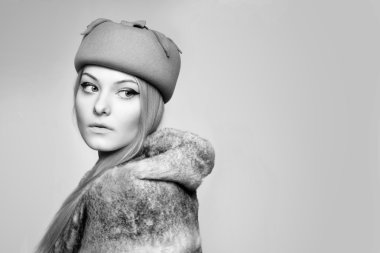 retro vintage tarzı güzel sarışın kadın portresi kapatın