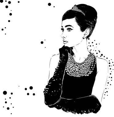 Portrit güzel retro kadının.