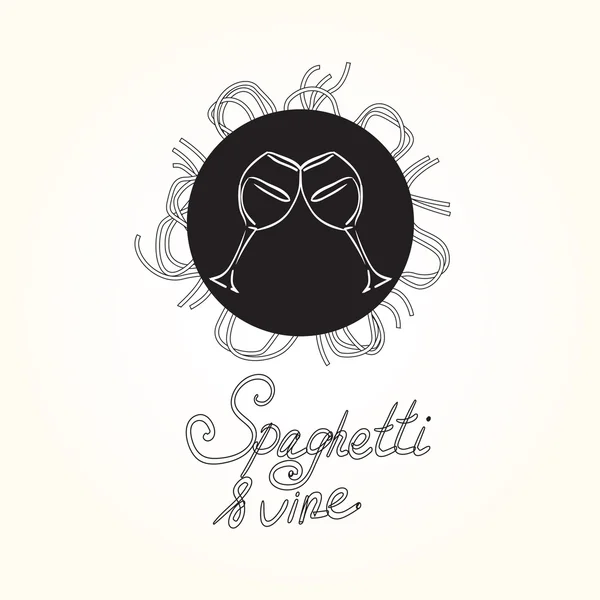 Illustration dessinée à la main de spaghettis italiens. Modèle de conception de logo vectoriel abstrait. Concept tendance pour l'étiquette de pâtes, menu de restaurant, café, restauration rapide, pizzeria . — Image vectorielle