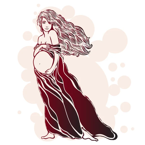 Vektorillustration av Gravid kvinnas siluett — Stock vektor