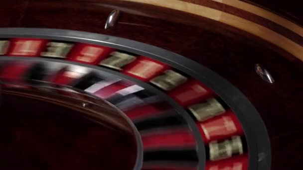 One part of roulette wheel starts running, numbers, close up — Stock Video
